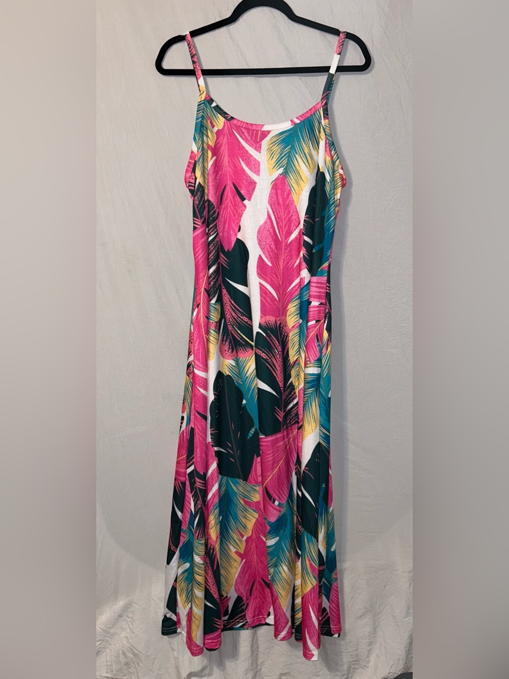 SHEIN Curve Tropical Leaf Pink Floral Maxi Dress 0XL T Shirt Dress
